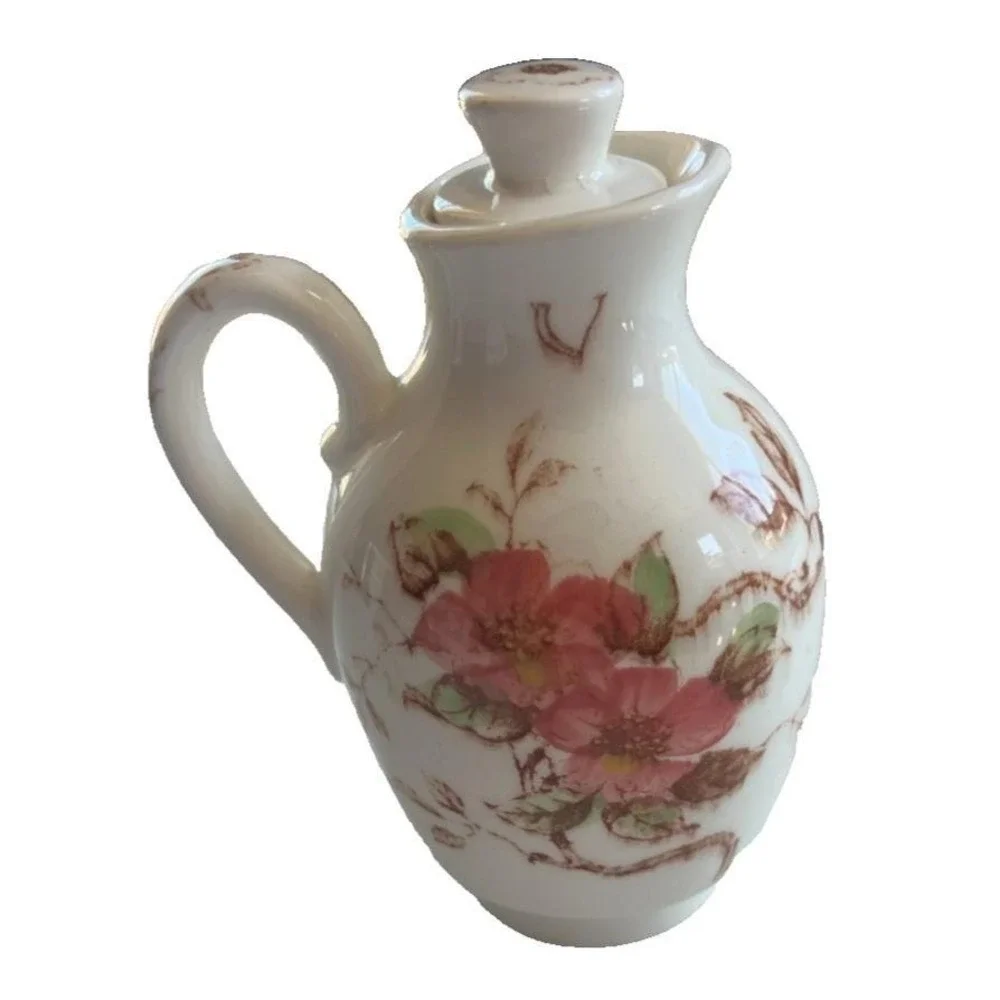 Vintage NASCO Ceramic Springtime Oil Cruet with Stopper